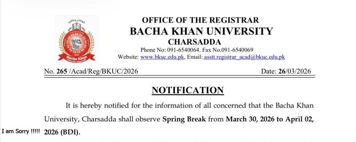 BKUC Holidays Notice 2026 Spring Break Announced