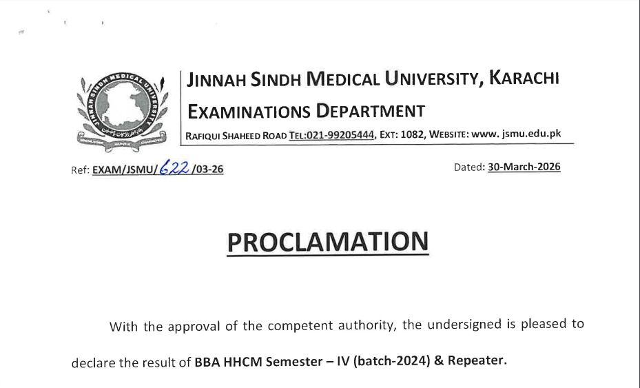 JSMU Result 2026 for BBA HHCM Semesters Announced