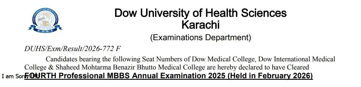 DUHS Result 2026 for 4th Prof MBBS Annual Exams Announced