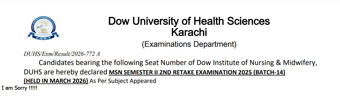 DUHS MSN Sem II Retake Result 2026 Released