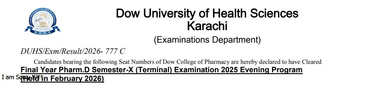 DUHS PharmD Semester X Terminal Result 2026 for Morning & Eve Programs Declared