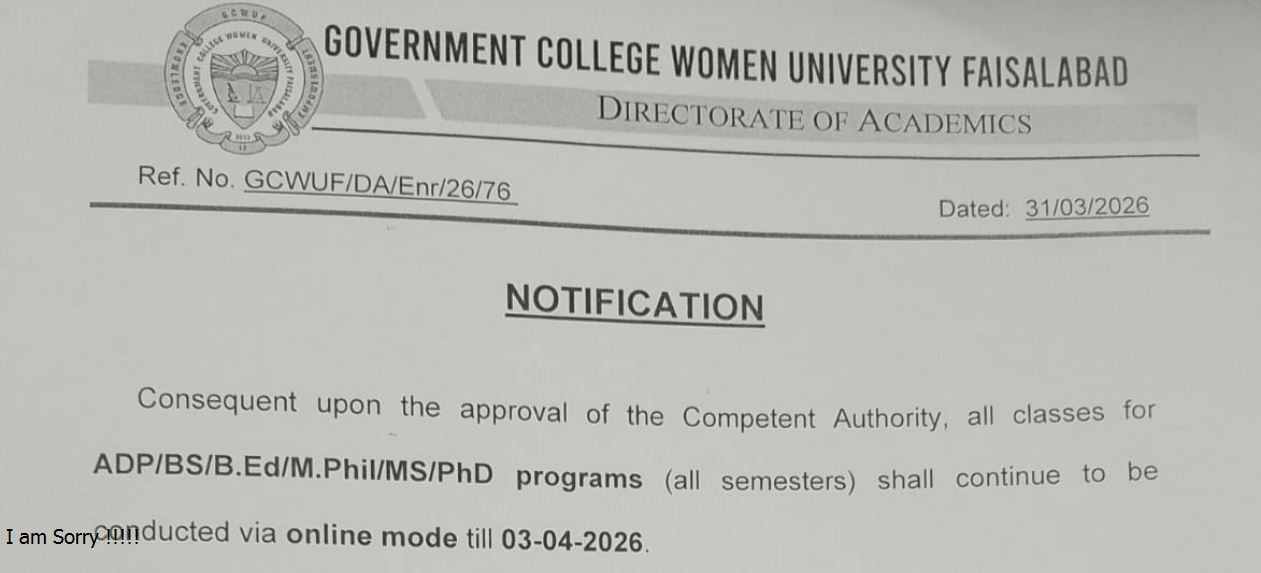 GCWUF Releases Online Classes Notice 2026 for All Programs