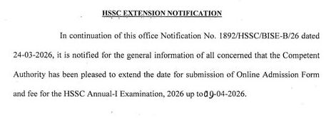 BISE Bannu HSSC 1st Annual Exams Forms 2026