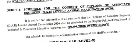 Khyber Pakhtunkhwa Board DAE Exams Registration 2026