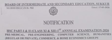 BISE Sukkur HSC 1st Annual Exams 2026 Date Sheet