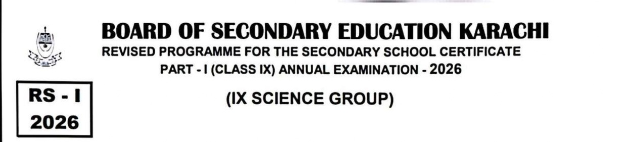 Karachi Board 9th Class Science Date Sheet 2026