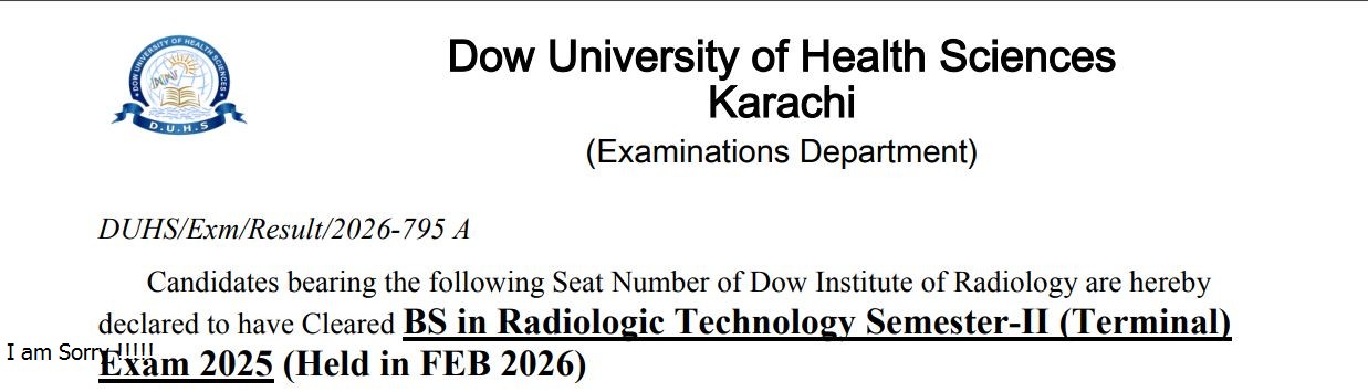 DUHS BSRT Result 2026 Released for Semester II Terminal Exams