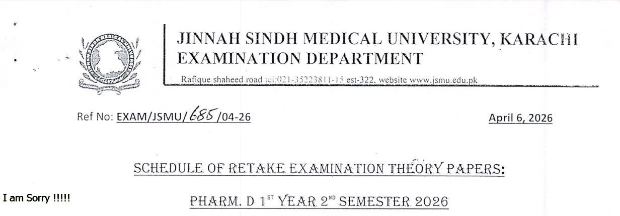 JSMU Exam Schedule 2026 Released for PharmD Retake Exams