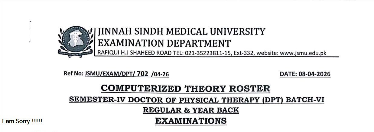JSMU Time Table 2026 Announced for DPT Semester IV Exams