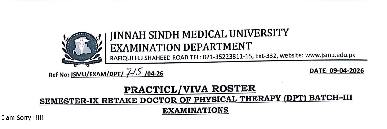 JSMU Date Sheet 2026 Announced for DPT Retake Practical Exam