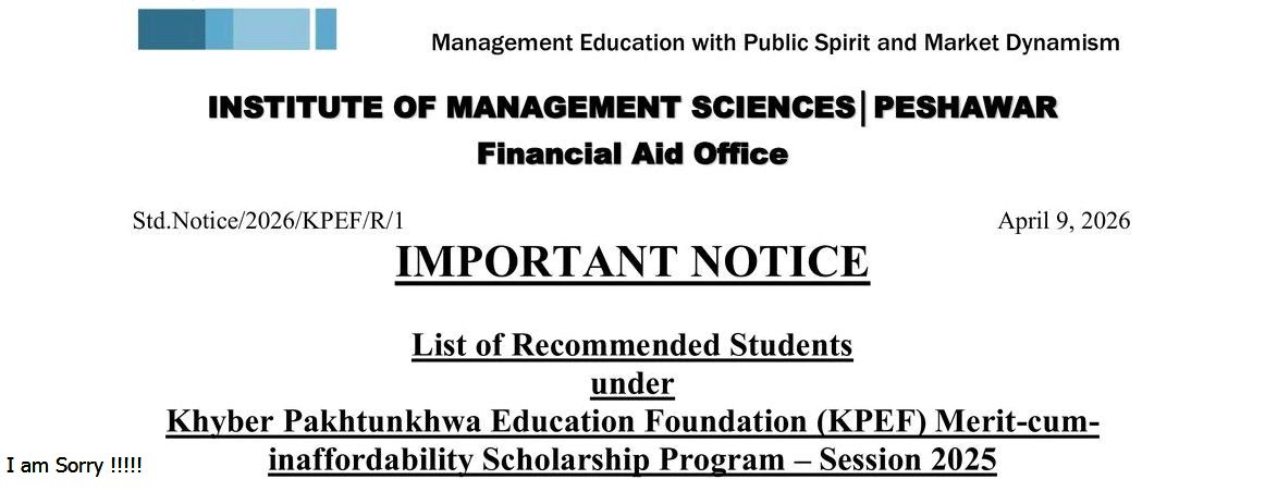 IMS Recommended Students List 2026 Announced Under KPEF Scholarship
