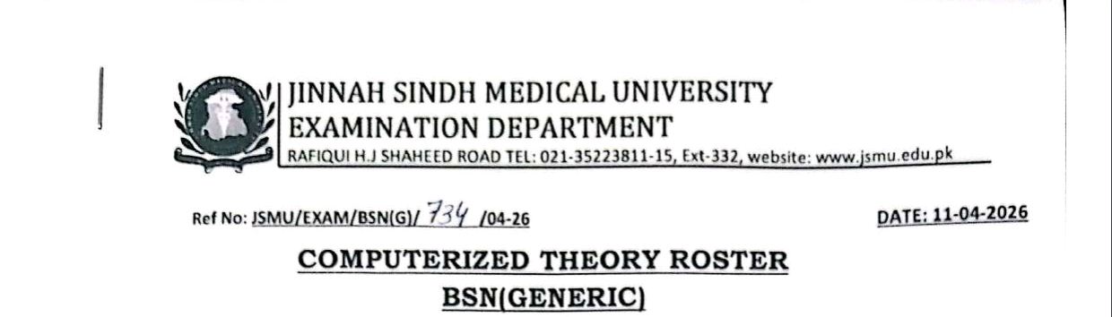 JSMU Announces Date Sheet 2026 for BSN Generic & Post RN Exams
