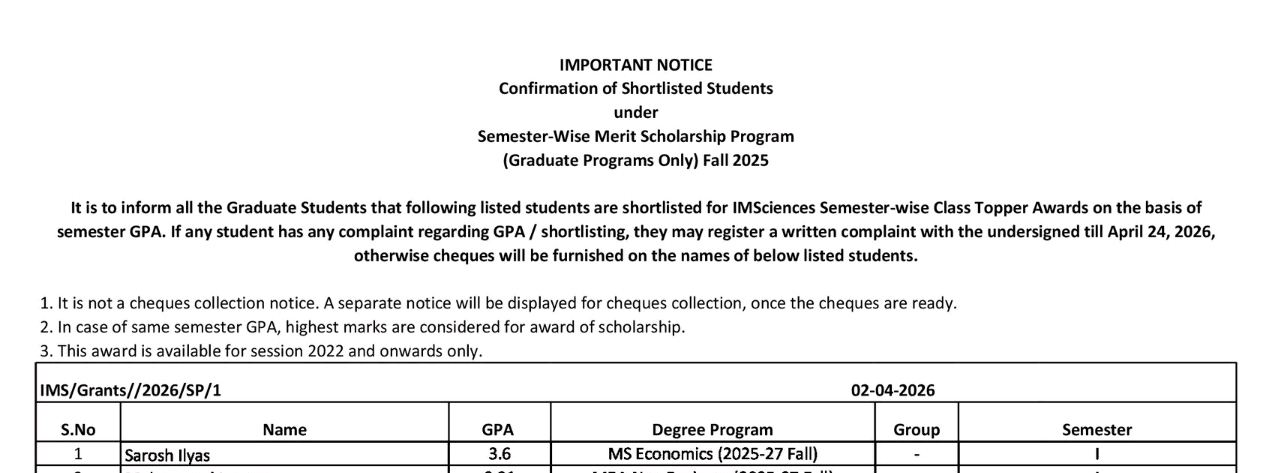 IMS Toppers List 2026 Released for Merit Scholarship Program