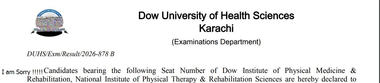 DUHS Result 2026 Announced for DPT, MHPE & PhD Programs