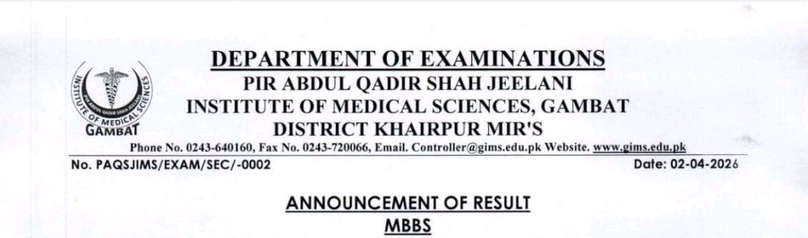 PAQSJI Result 2026 Announced for MBBS 1st, 2nd & 3rd Year Exams