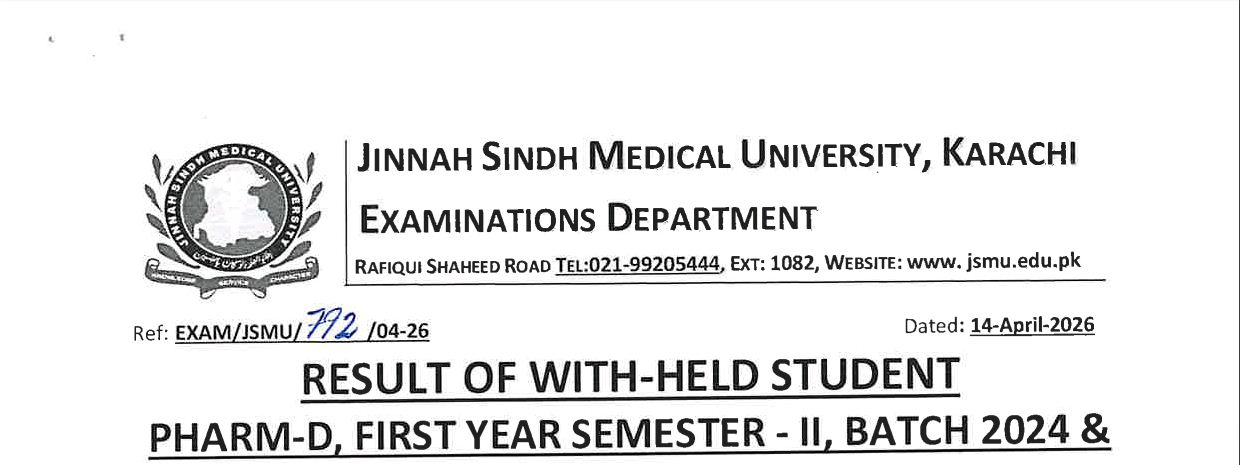 JSMU Announces Pharm-D Exam Results 2026 for All Semesters