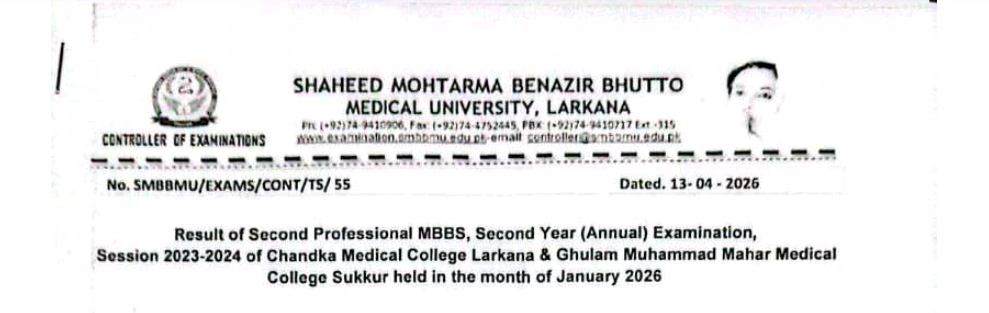 SMBBMU Result 2026 Announced for MBBS 2nd Year Exams