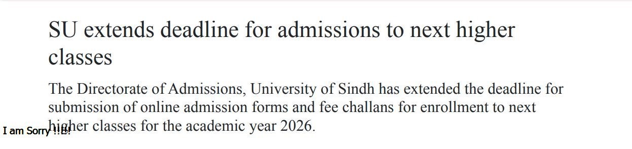 UOS Admission Deadline 2026 Extended for Higher Classes
