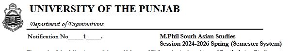 Punjab University MPhil South Asian Studies Result 2026