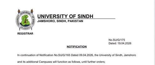UoSindh Classes Notice 2026 Released for All Staff & Students