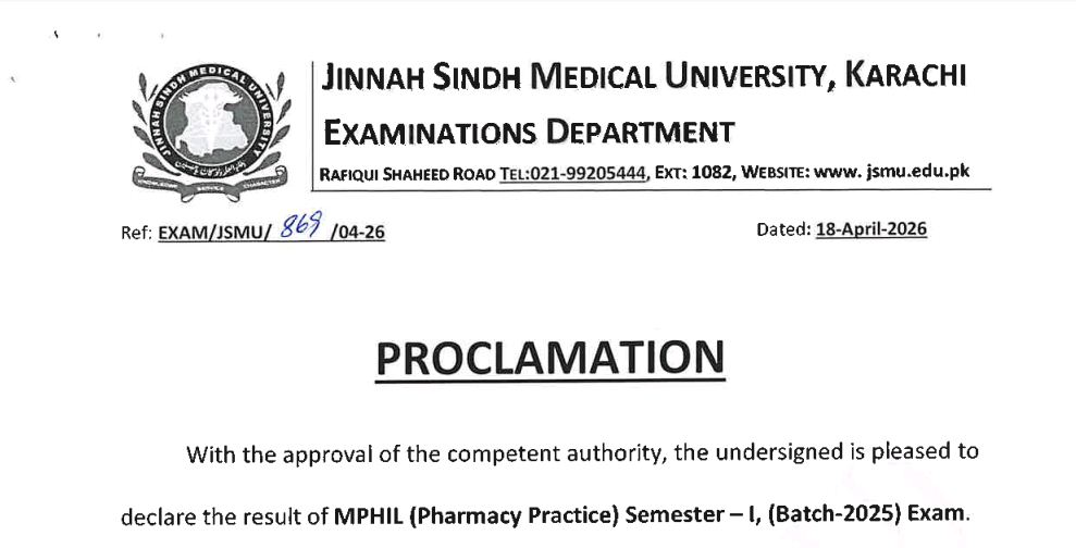 JSMU Releases MPhil Programs Results 2026