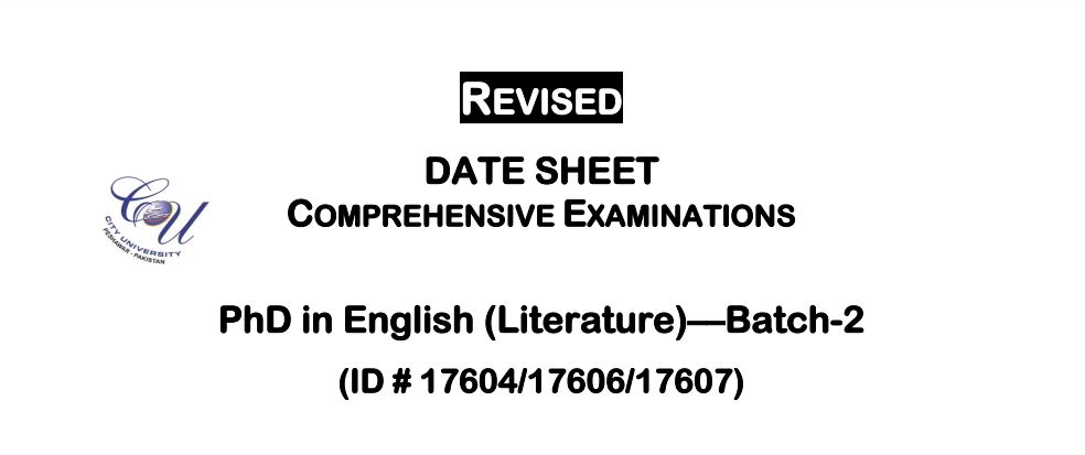 CUSIT Date Sheet 2026 Announced for PhD English Literature Exams