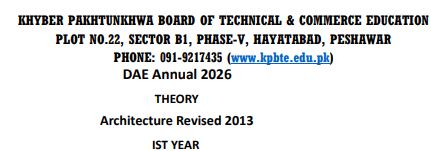 KPBTE Releases DAE Annual Exams 2026 Schedule