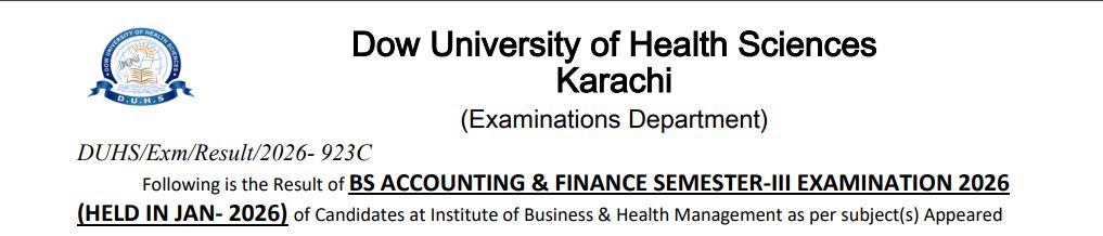 DUHS Results 2026 Announced for BS Programs Exams
