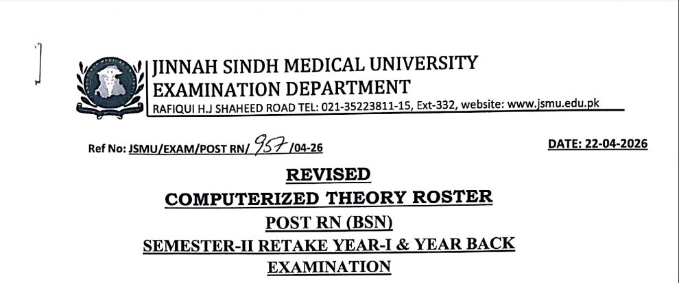 JSMU Date Sheet 2026 Released for Post RN BSN Exams