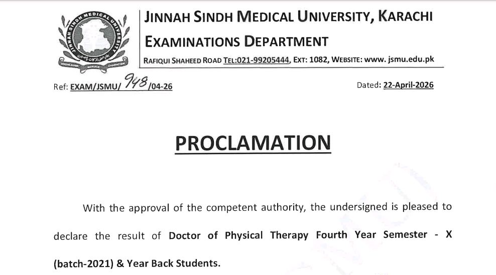 JSMU Result 2026 Announced for DPT Semester X Students