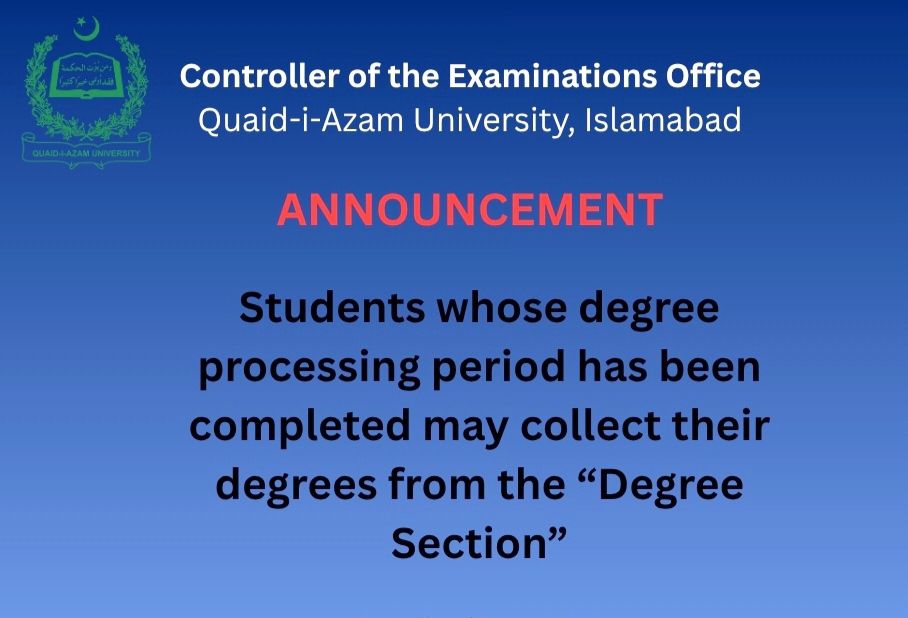 QAU Degree Collection Notice 2026 for All Students Released