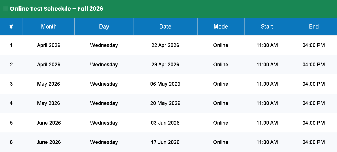 PAFIAST Online Test Schedule 2026 for Fall Admissions Announced