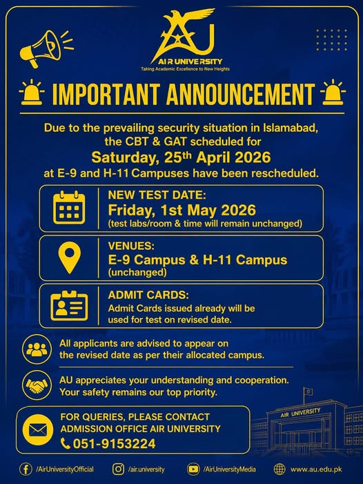 AU Test Schedule 2026 Revised Released
