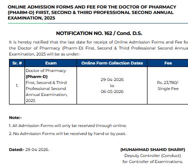 PU Associate Degree Commerce Part II Result 2026 Out