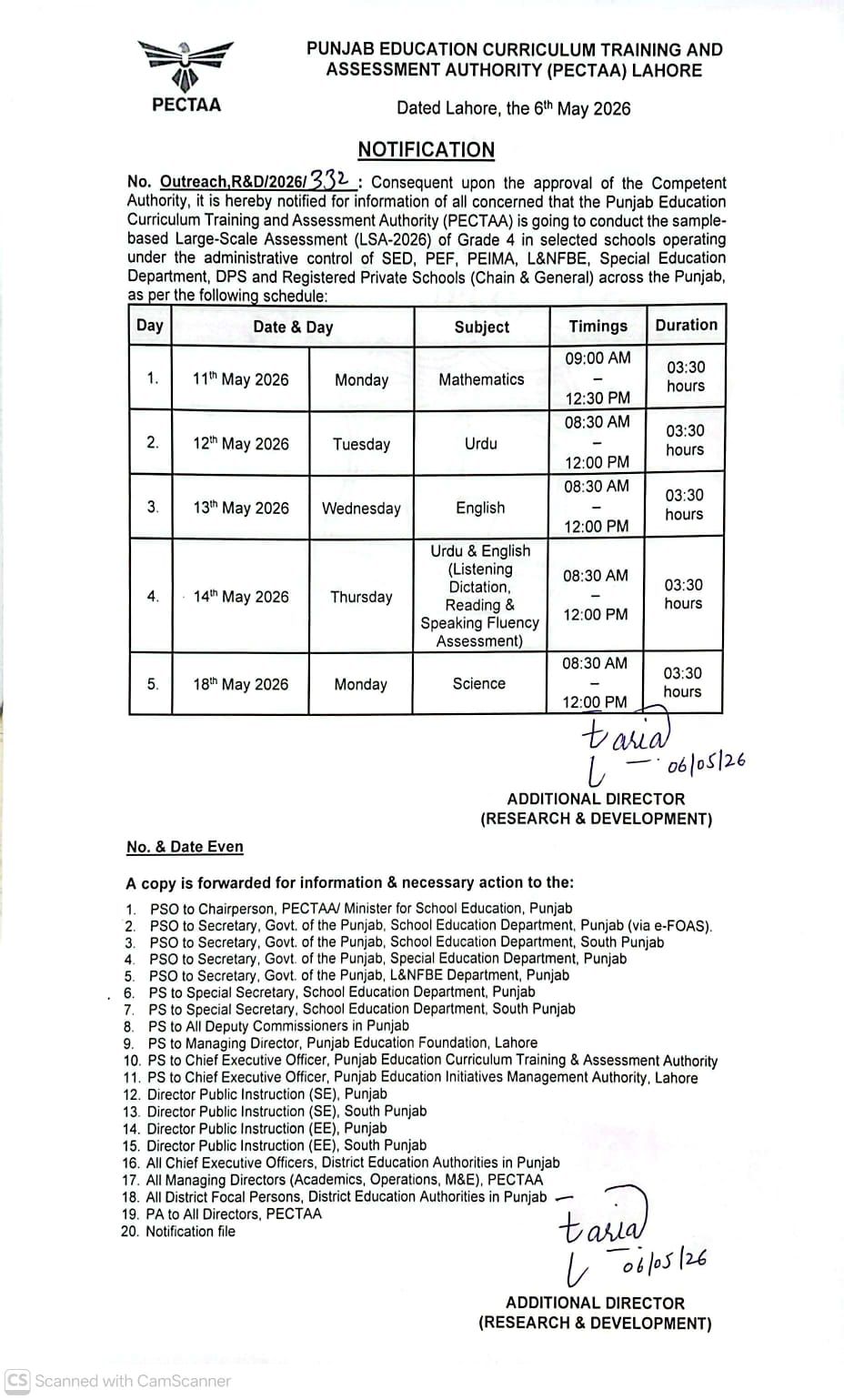 Punjab Releases Schedule for Grade 4 Large-Scale Assessment 2026