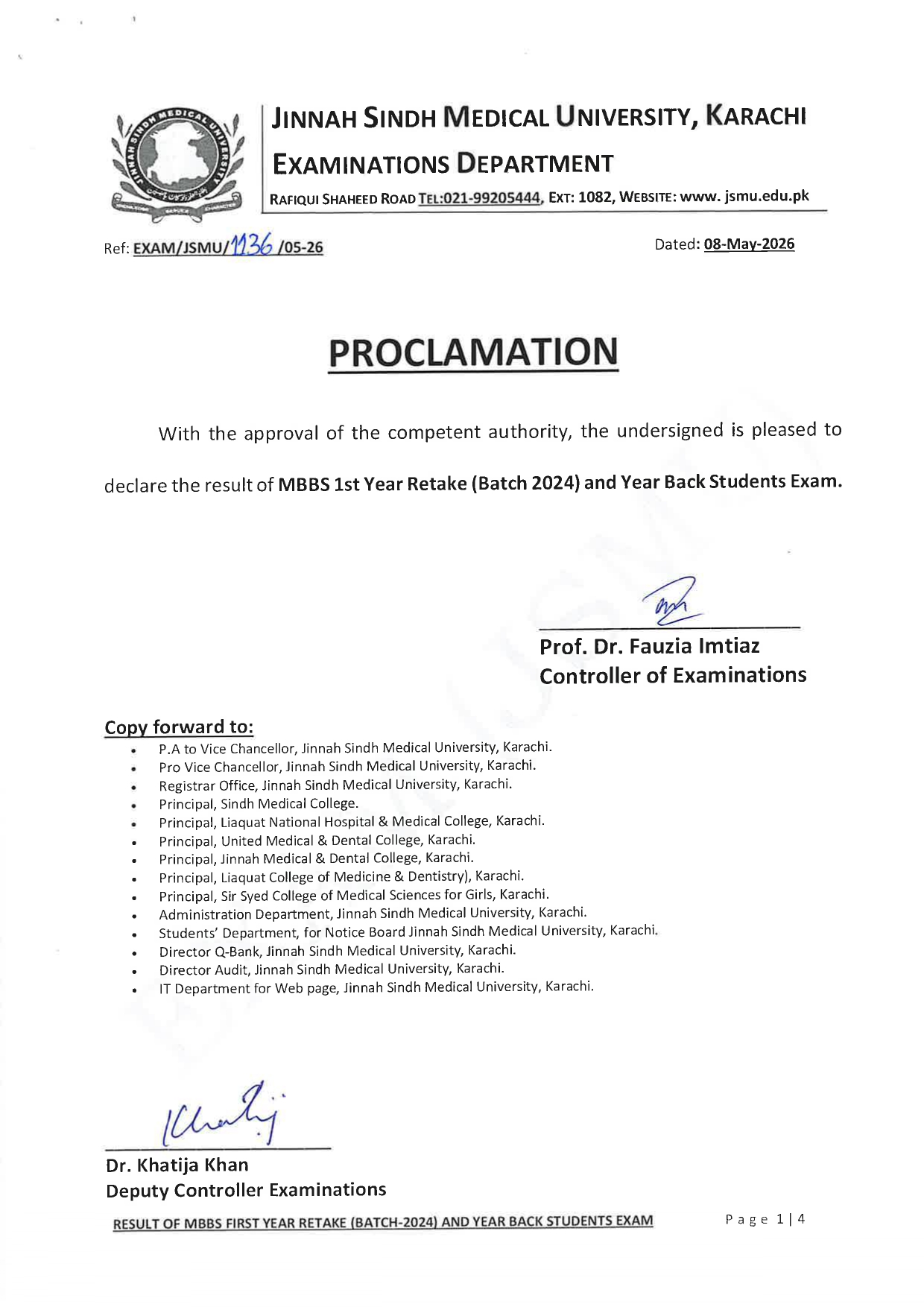 JSMU Result 2026 Announced for MBBS First Year Retake Exams