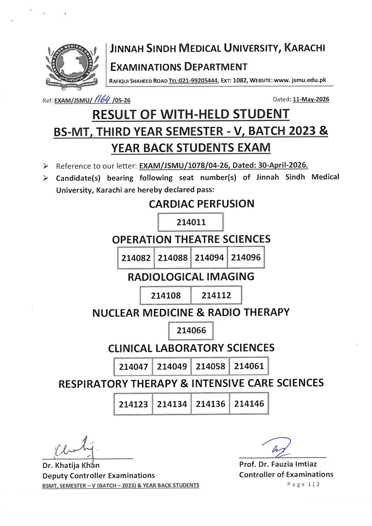 JSMU BSMT 3rd and 4th Year Result 2026 Announced JSMU BSMT 3rd and 4th Year Result 2026 Announced