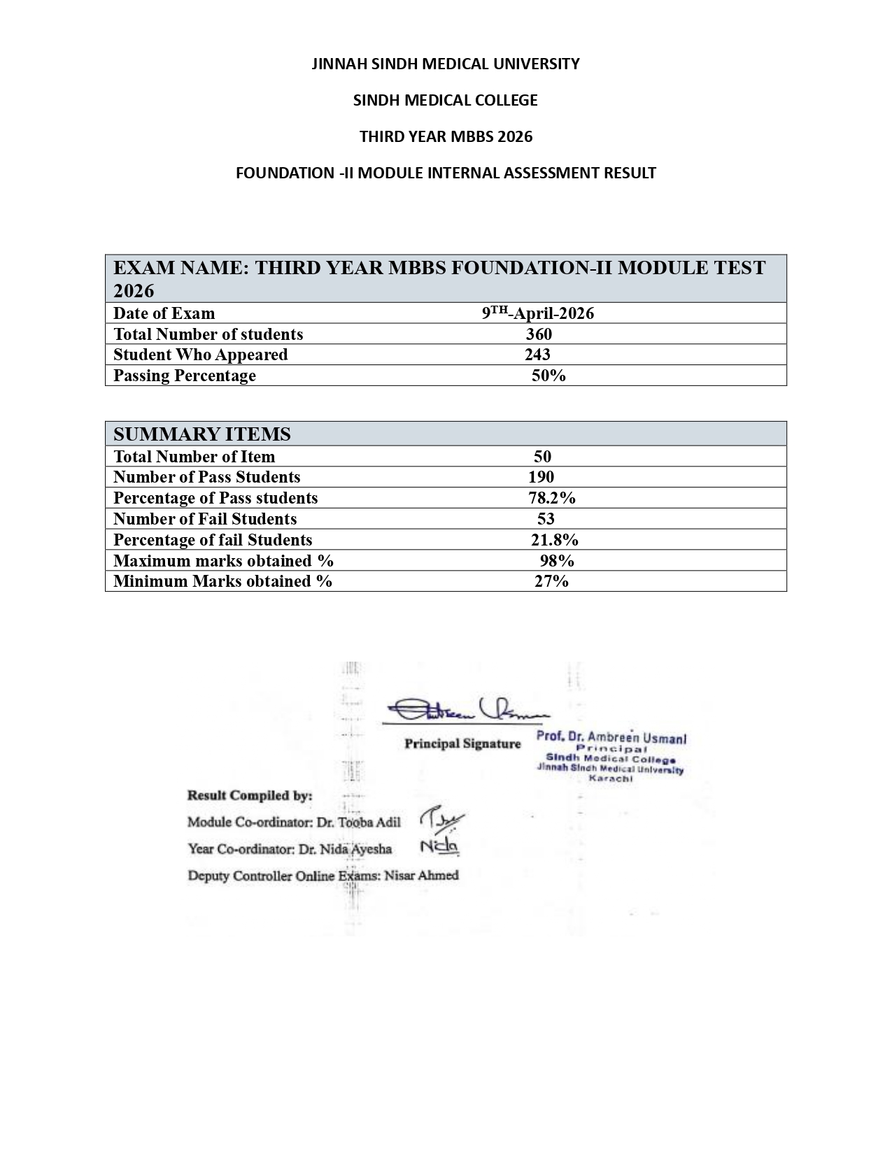 JSMU Result 2026 Announced for Third Year MBBS Foundation-II Module JSMU Result 2026 Announced for Third Year MBBS Foundation-II Module