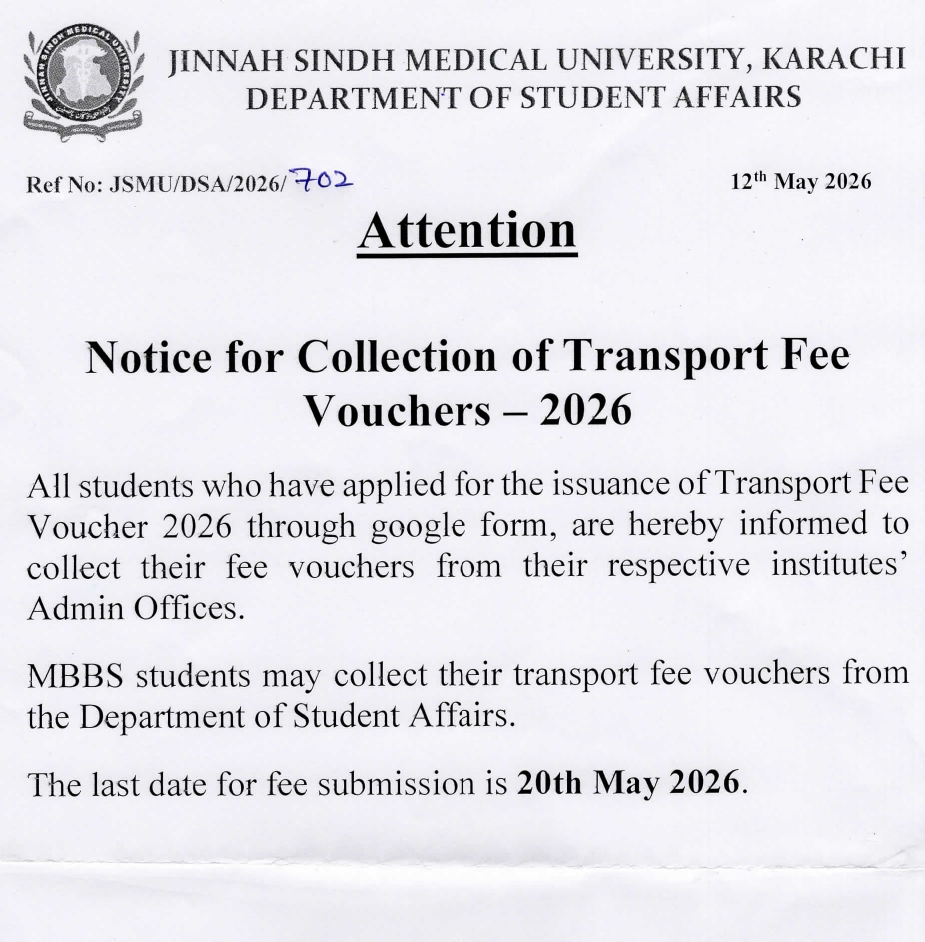 JSMU Transport Fee Vouchers Collection Notice 2026 Released