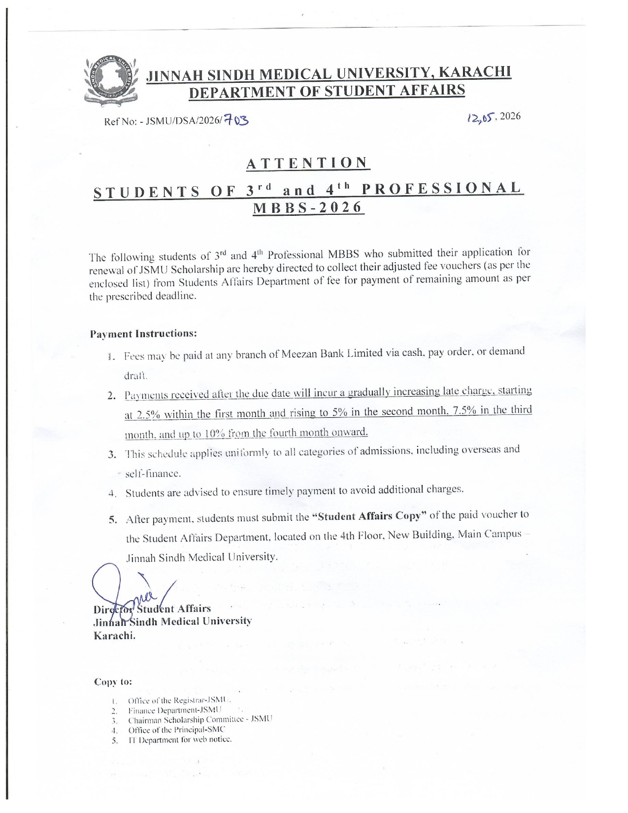 JSMU MBBS Fee Voucher Notice 2026 Released