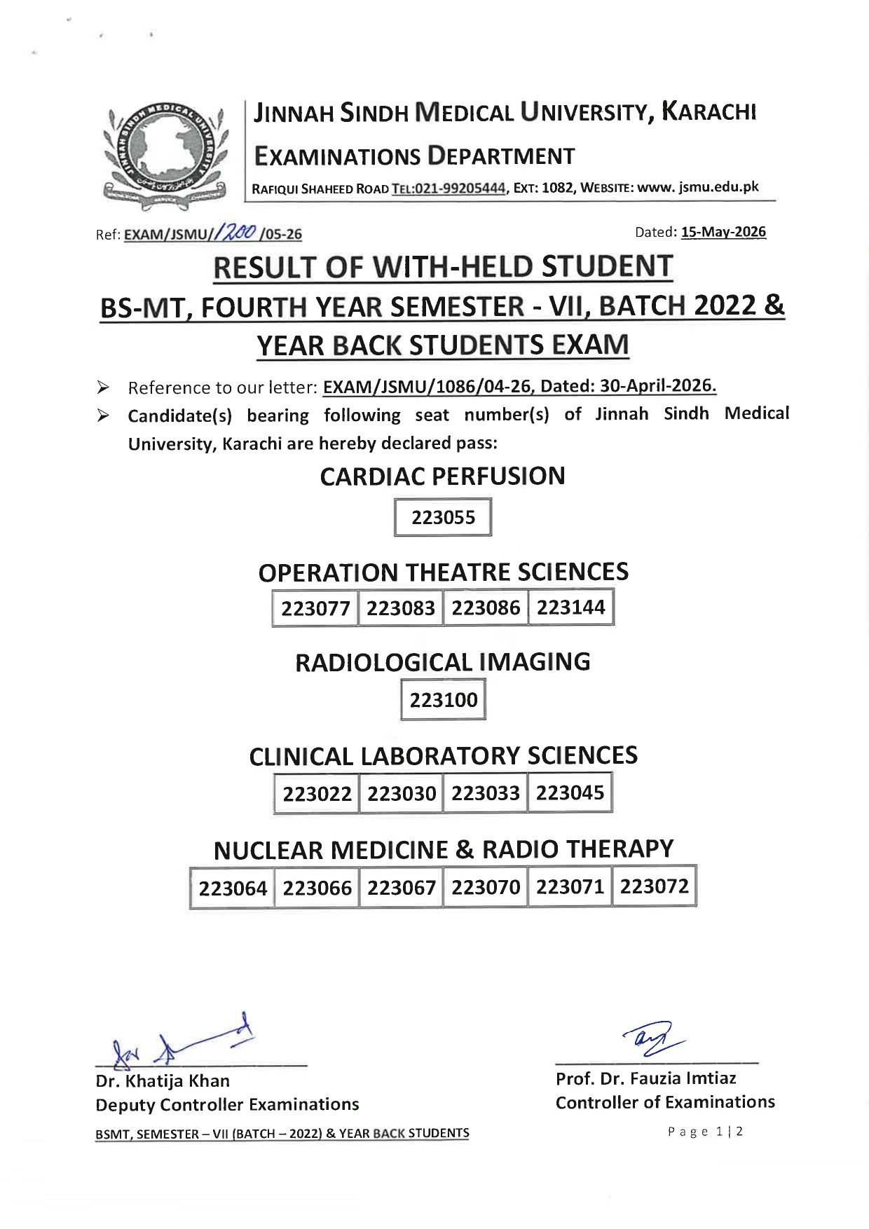 JSMU Result 2026 Announced for BSMT Program Exams JSMU Result 2026 Announced for BSMT Program Exams
