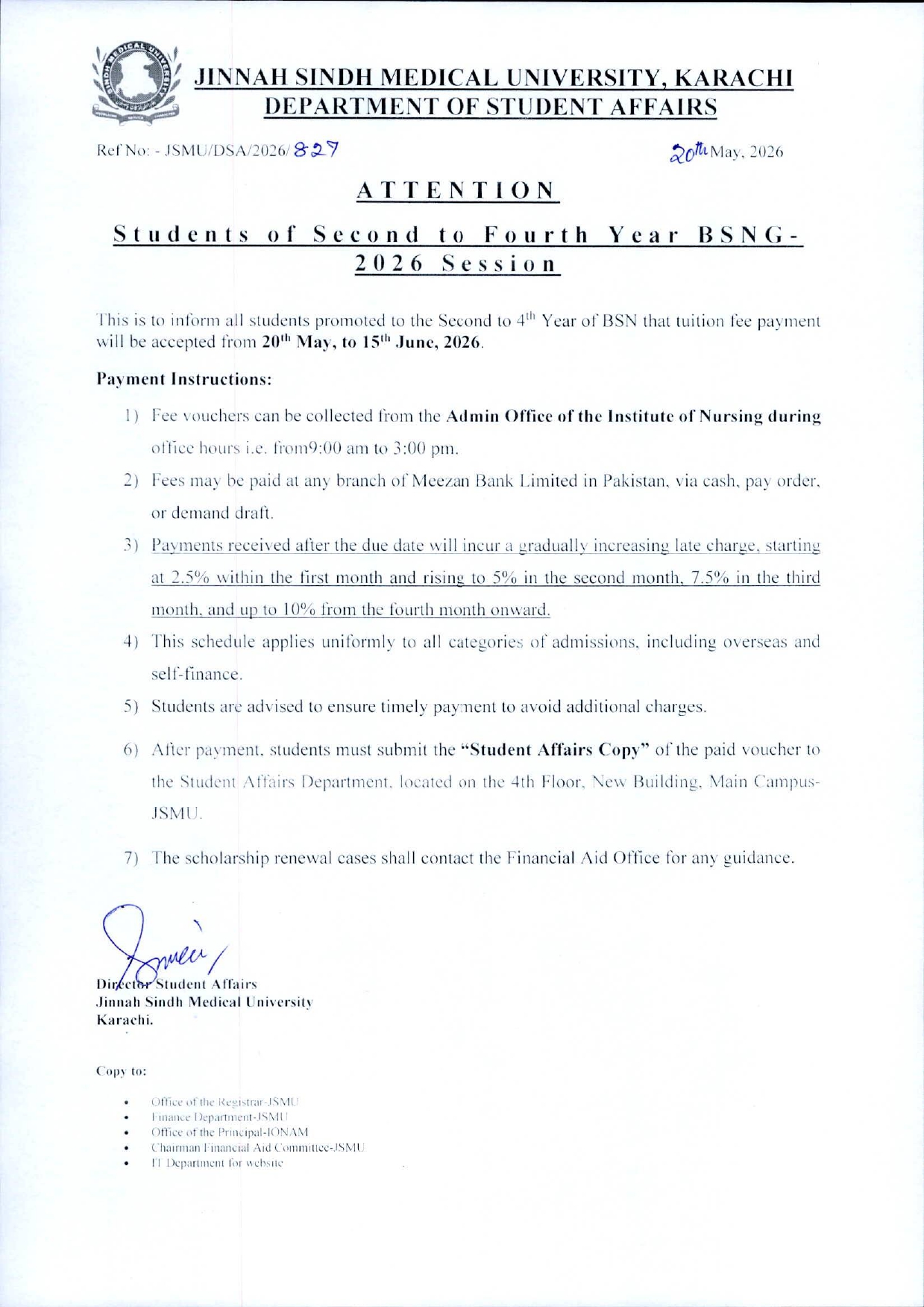 JSMU Fee Notice 2026 Released for BSNG Students JSMU Fee Notice 2026 Released for BSNG Students