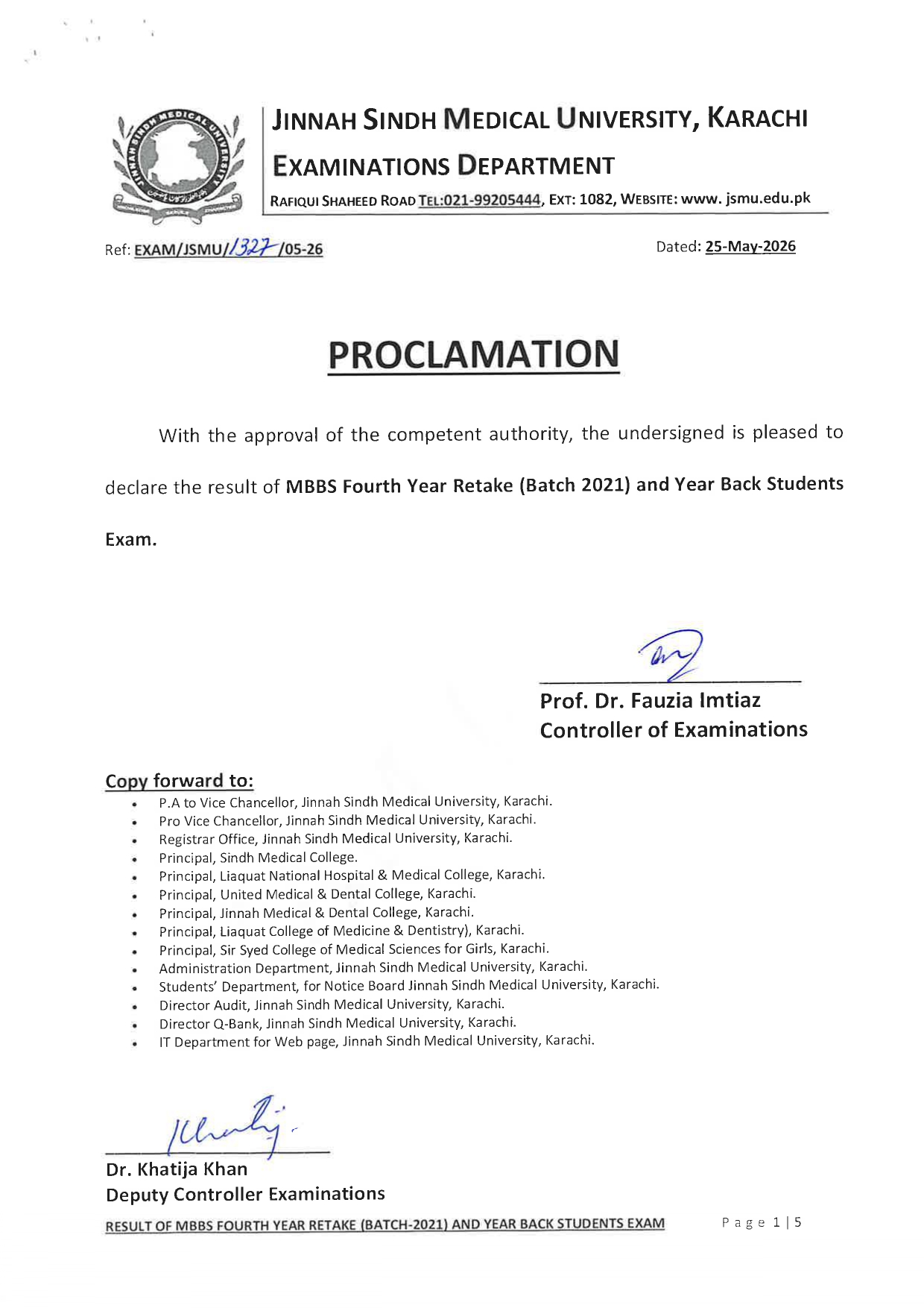 JSMU Result 2026 for MBBS 4th Year Retake Released JSMU Result 2026 for MBBS 4th Year Retake Released