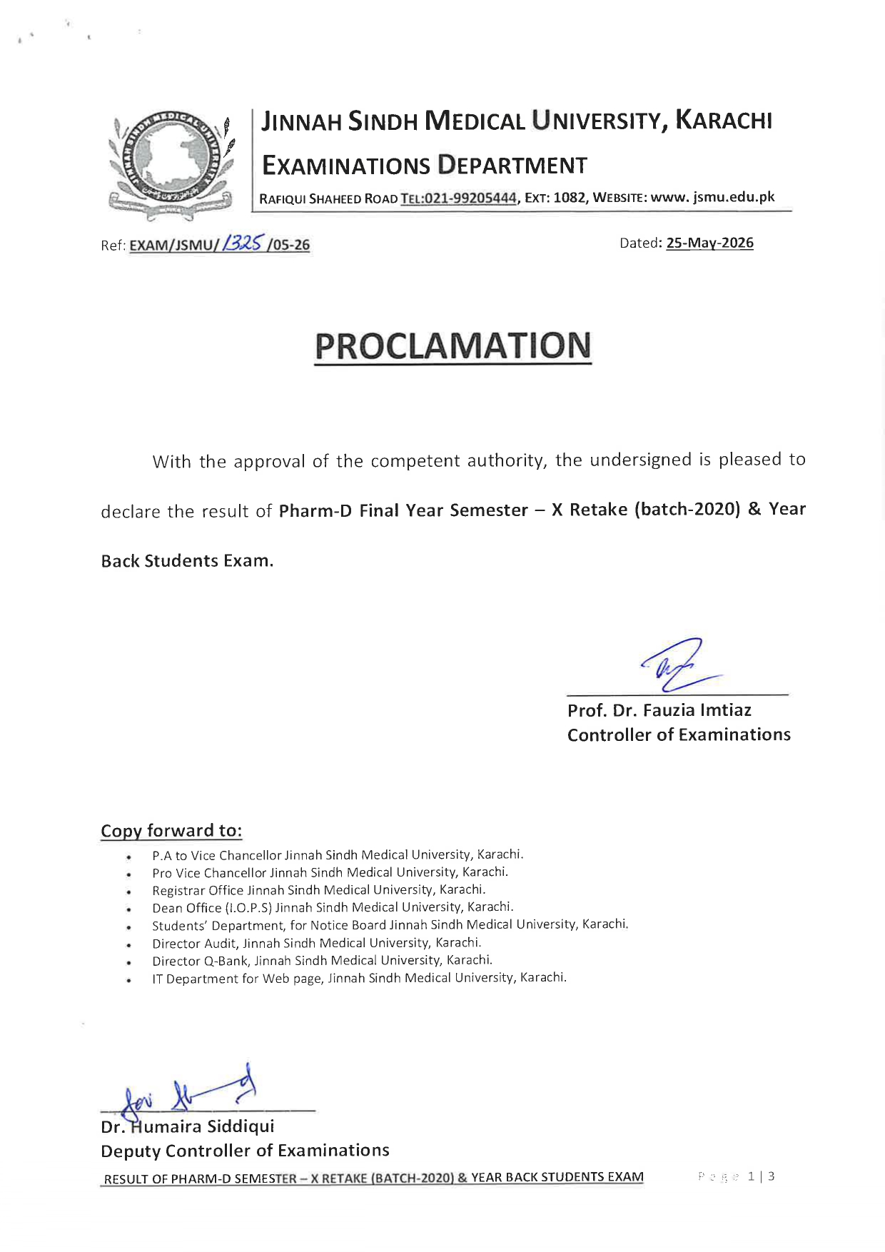 JSMU Result 2026 for PharmD Program Announced JSMU Result 2026 for PharmD Program Announced