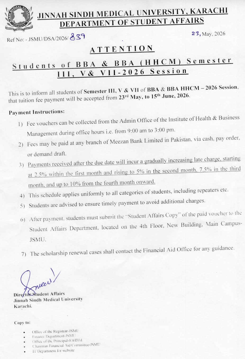 JSMU Fee Notice 2026 Released for BBA & BBA HHCM Students JSMU Fee Notice 2026 Released for BBA & BBA HHCM Students