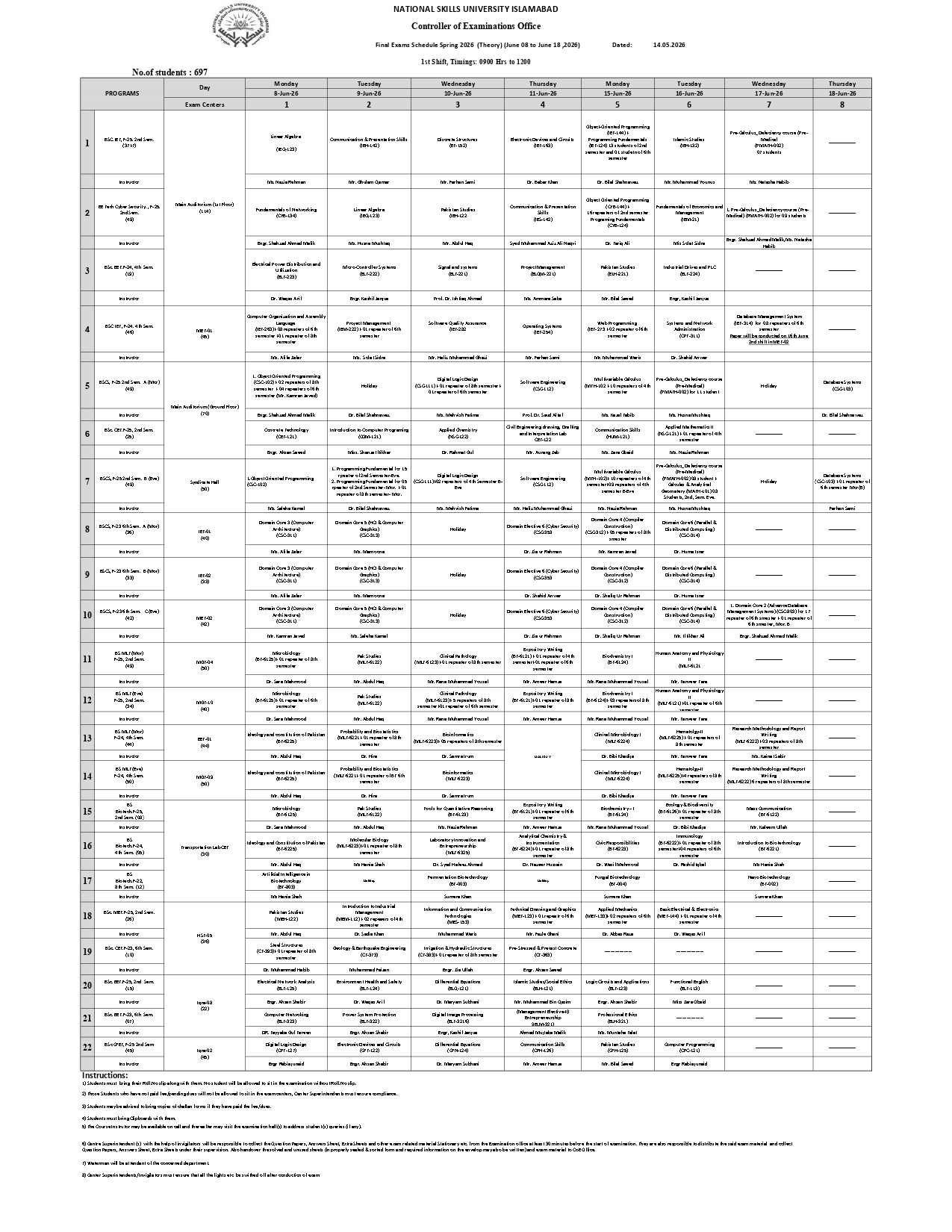 NSU Date Sheet 2026 Announced for BS Programs Final Term Exams NSU Date Sheet 2026 Announced for BS Programs Final Term Exams