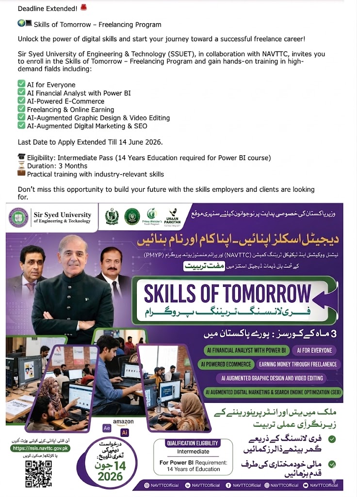 SSUET Deadline Extension Notice 2026 for Skills of Tomorrow Program