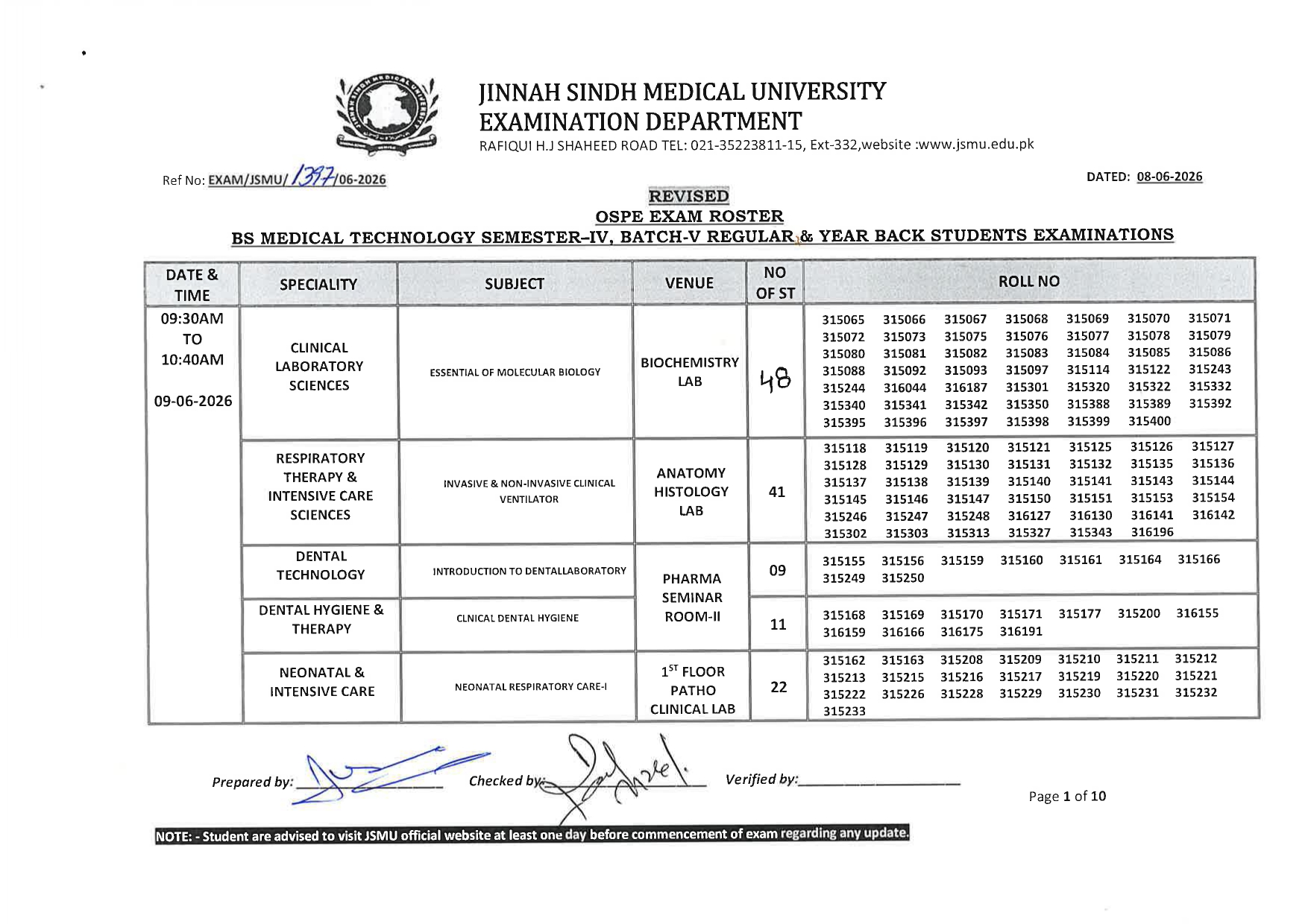JSMU BSMT Program Date Sheet 2026 Announced JSMU BSMT Program Date Sheet 2026 Announced