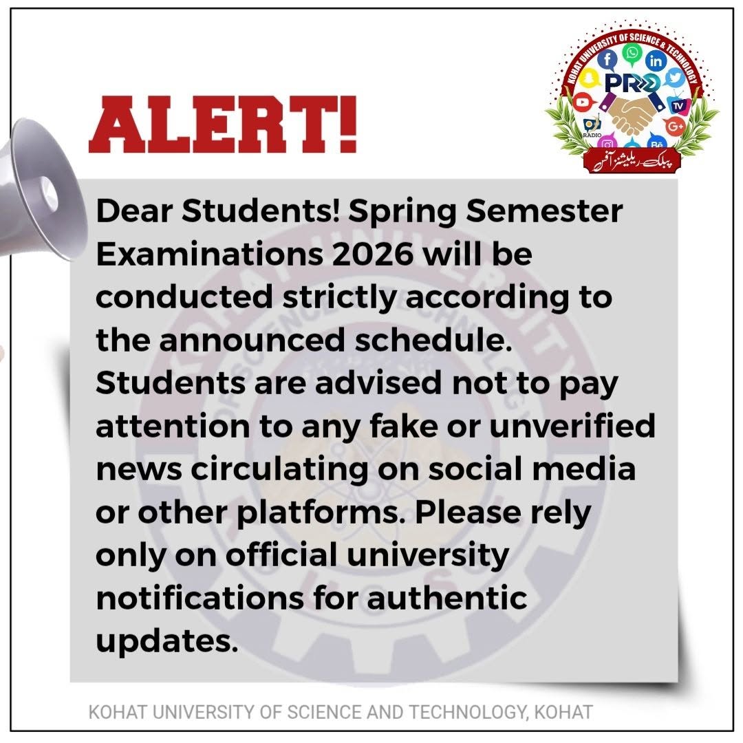 KUST Exam Notice 2026 Issued for Spring Semester Exams KUST Exam Notice 2026 Issued for Spring Semester Exams