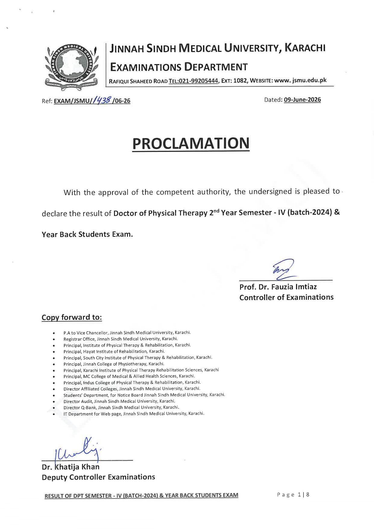 JSMU Result 2026 Announced for DPT 2nd Year Semester IV Exams JSMU Result 2026 Announced for DPT 2nd Year Semester IV Exams